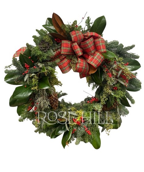 Fresh Evergreen Wreath with Mixed Succulents
