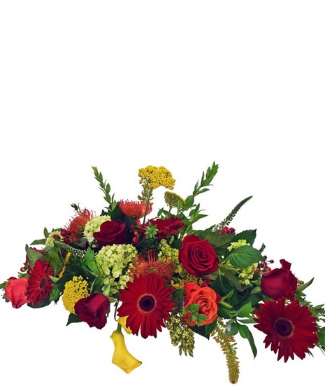 Centerpiece in autumn jeweled tones.