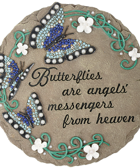 Garden Stone with Butterfly Inscription