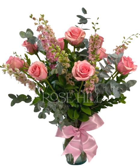 12 Brilliant Pink Roses
