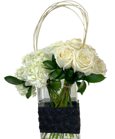 12 Roses with Hydrangea Beautifully Decorated with Ribbon