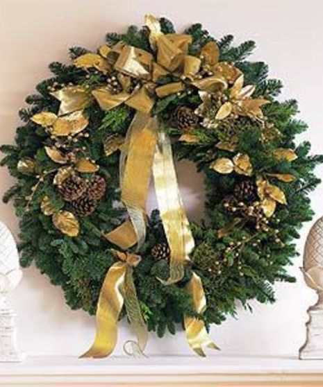 Wreath with Golden Evergreens