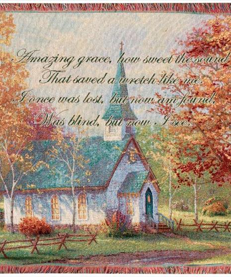 Chapel in the Woods Tapestry by Thomas Kinkade 